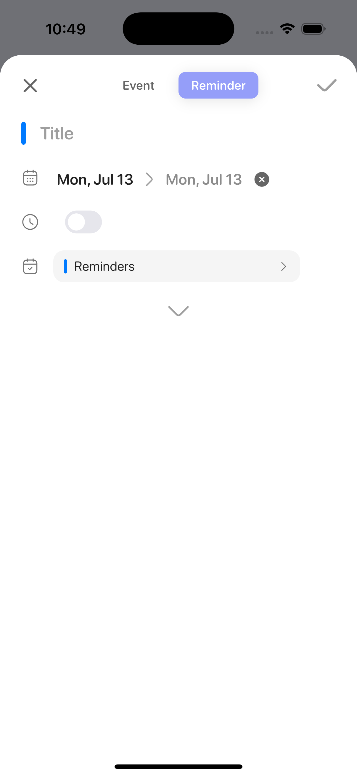 Actual Plandy add-reminder screen
